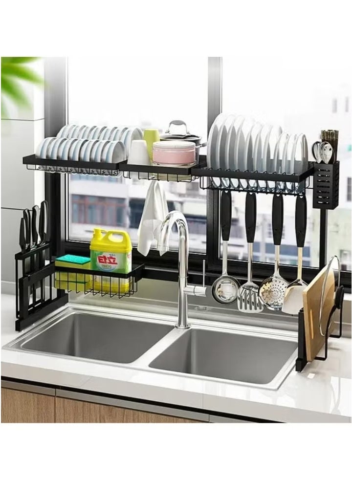 Dish Drying Rack Over Sink Shelf for Kitchen Supplies Storage Counter Organizer Utensils Holder Stainless Steel Display- Kitchen Space Save Must-Have  - Image 1