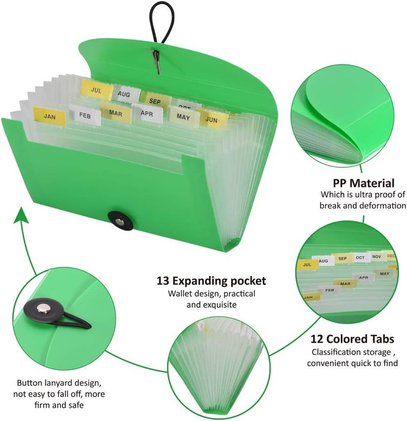 SEEKIND Expanding File Folders 4 Pack, 7.1" 4.2" Receipt Organizer Folder Accordion Folder Document with 13 Pocket for Office,Cards,Tickets-Water Resistant - Image 3