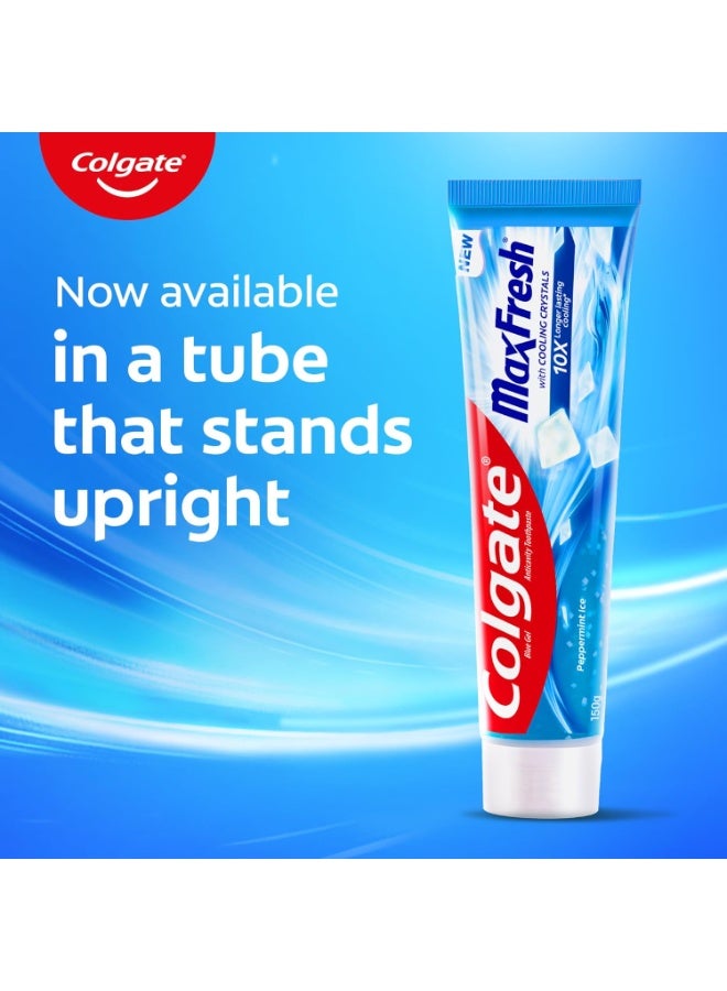 كولجيت معجون أسنان كولجيت ماكس فريش للعناية بالفم، عبوة توفير 300 جرام (150 جرام × 2)، ثلج النعناع، ​​معجون جل أزرق مع المنثول وبلورات التبريد للتحكم في رائحة الفم الكريهة - Image 5