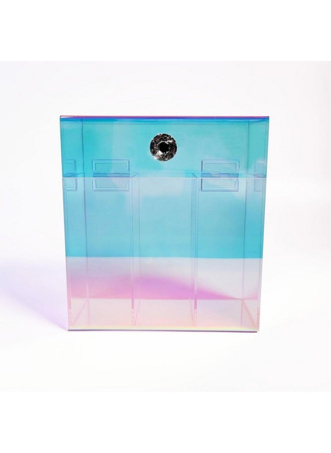 IMPRESSIONS VANITY · COMPANY - Impressions Vanity Prisma Clear Acrylic Makeup Brush Holder, 3 Slots Makeup Organizer With Flip Top Opening, Iridescent Plastic Vanity Organizers Storage Case For Cosmetic, Skincare Accessories - Image 1
