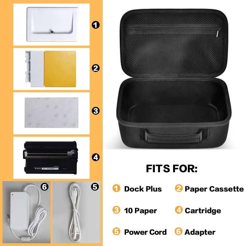 ALLPRIMO Case Compatible with Kodak Dock Plus/for Kodak Dock Premium Wi-Fi Portable 4x6” Instant Photo Printer. Bluetooth Photo Printing Holder for Adapter, Cartridge, Paper, Power Cord (Box Only) - Black - Image 2