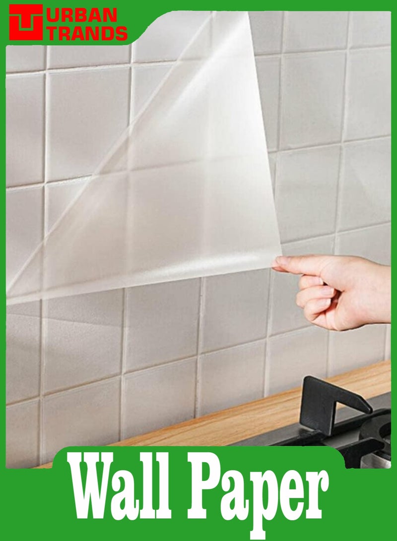 Wall Sticker White Contact Paper Decorative Self Adhesive Wallpaper Kitchen Backsplash Wall Protector Transparent Self Adhesive Sticker - Image 1