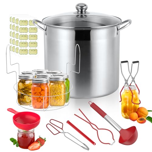 BriSunshine 21.5 QT Stainless Steel Canning Pot with Lid, Rack & Canning Tools Set, Canning Supplies Kit Water Bath Canner for Beginner - Image 1