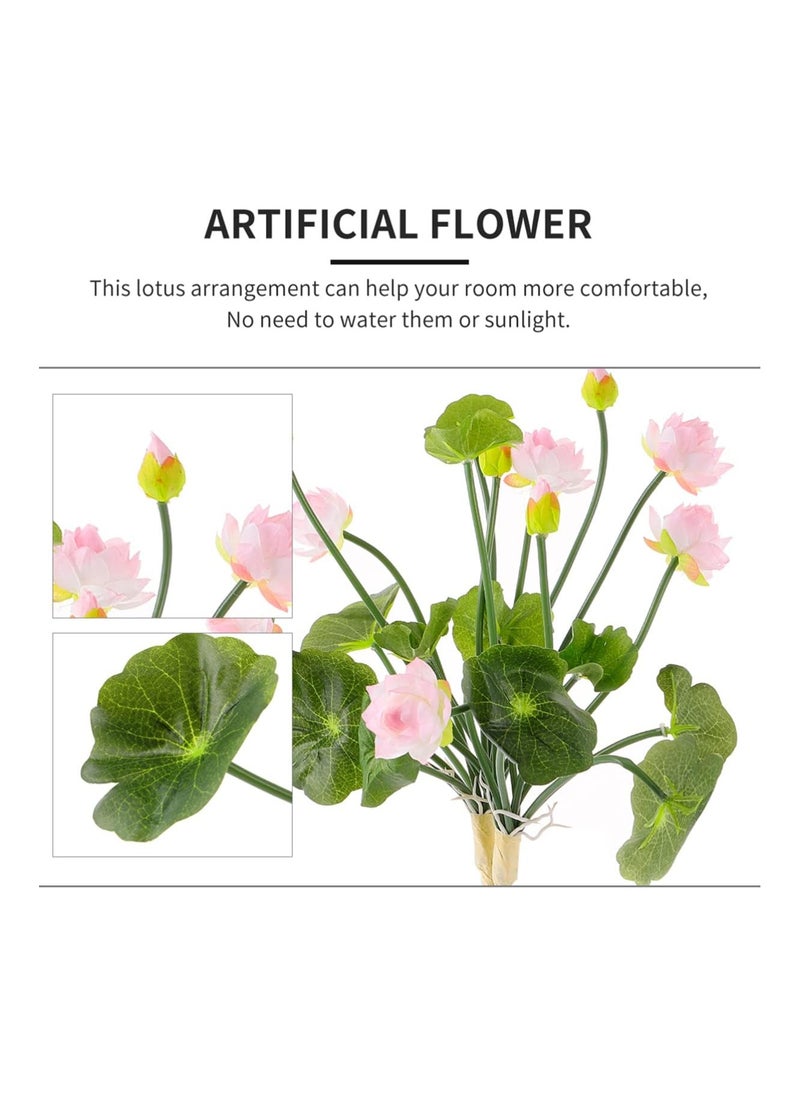 SYOSI - Lotus Flowers Artifical, 2Pcs Silk Flower Artificial Flowers, Wedding Flowers Floor Decor Fake Lotus Flower Decor, Mini Lotus Flower Arrangement Light Pink, Plants Floral Greenery Stems Fake Flower - Image 1