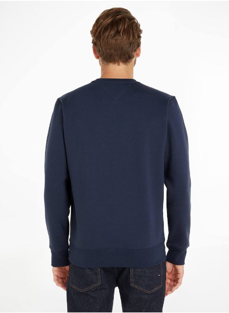 TOMMY JEANS - Men's Flag Patch Fleece Sweatshirt, Navy - Image 1