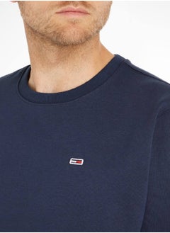 TOMMY JEANS Men's Flag Patch Fleece Sweatshirt, Navy  - Image 5