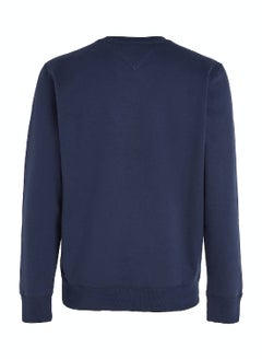TOMMY JEANS Men's Flag Patch Fleece Sweatshirt, Navy  - Image 4