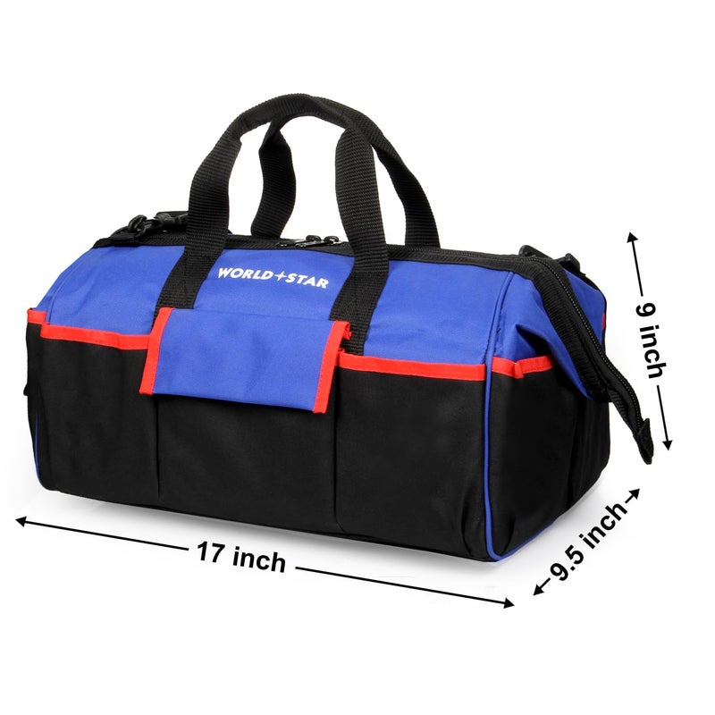 WORLD STAR Multipurpose Tools Storage Bag Water Resistant For Electrician Plumber Technician Household & Maintenance Personel | Portable Tool Bag Large-Capacity Material Non-Deformable (Blue) - Image 2