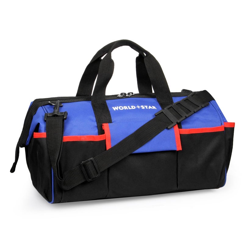 WORLD STAR Multipurpose Tools Storage Bag Water Resistant For Electrician Plumber Technician Household & Maintenance Personel | Portable Tool Bag Large-Capacity Material Non-Deformable (Blue) - Image 1