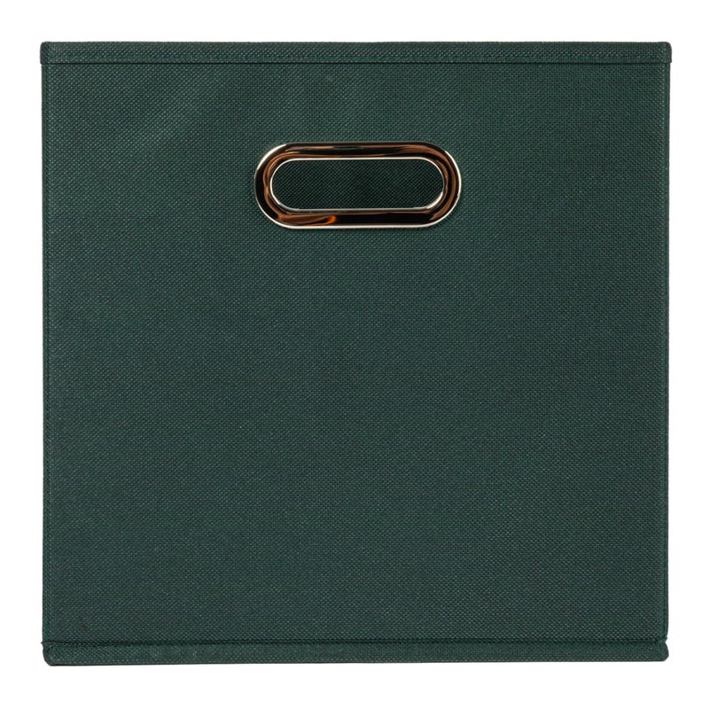Household Essentials Foldable Fabric Storage Cubes 6-Pack â€“ 11x11x11 Stackable Non-Woven Bins with Chipboard Sides & Grommet Handles â€“ Closet, Shelf, Nursery, or Office Organizer â€“ Dark Green - Image 3