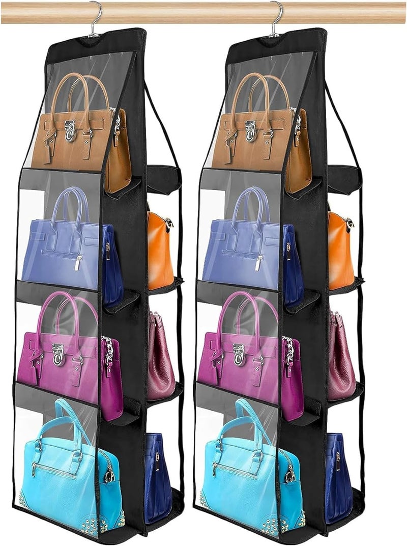 GREECHO Handbag Hanging Organizer 8 Pocket Hanging Purse Organizer Handbag Storage Hanger hanging purse organizer for closet 1pcs - Image 4