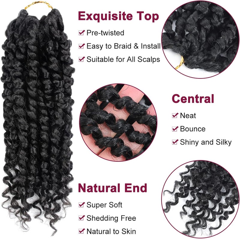 NAYOO Passion Twist Hair - 8 Packs 8 Inch Passion Twist Crochet Hair For Women, Crochet Pretwisted Curly Hair Passion Twists Synthetic Braiding Hair Extensions(8 Inch 8 Packs, 1B) - Image 3