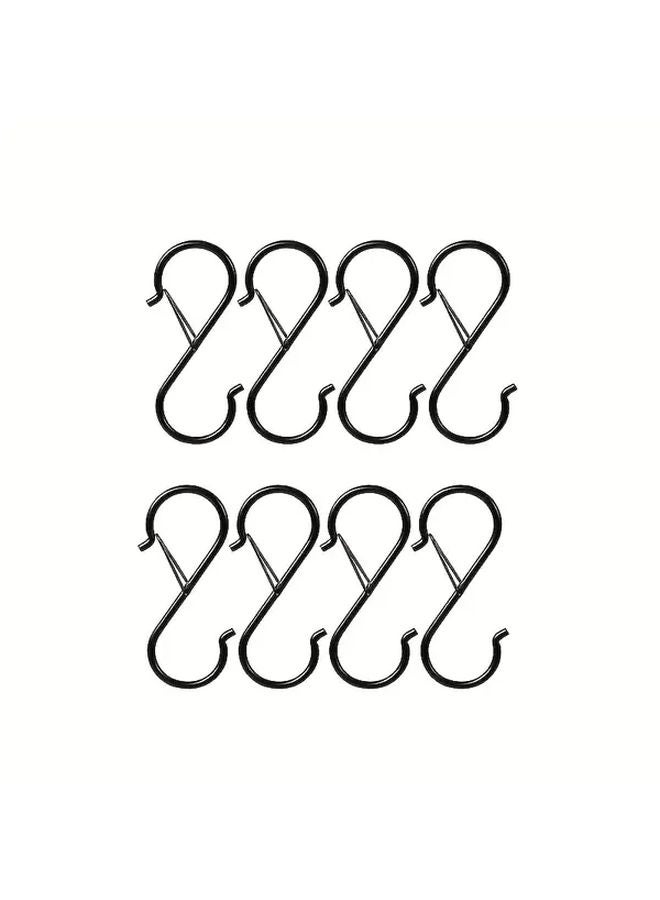 8pcs Heavy Duty S Hooks Spring Buckle Wall Mounted No Drill Installation - Image 1