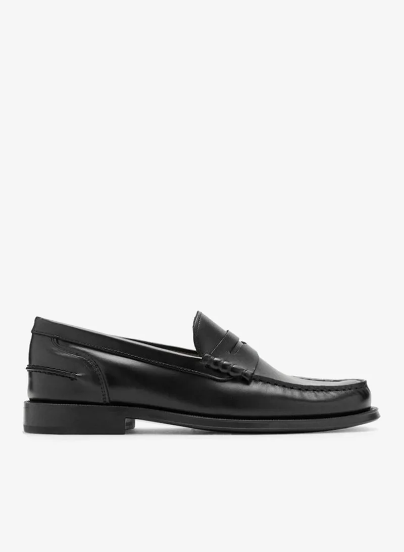 Aged-leather loafers