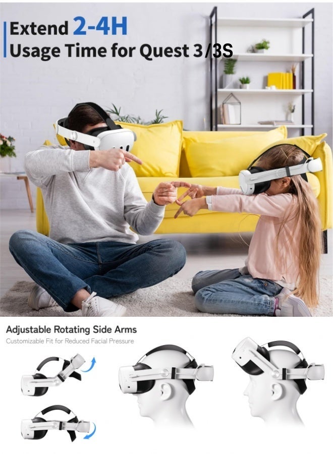 CoolRabbie 10000mAh Head Strap Battery for Meta Quest 3S/Quest 3 - Elite Strap with Extended Playtime VR Accessory - Image 5