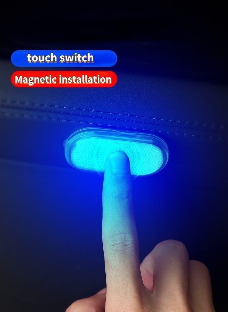 Zikra 2 Pcs Car LED Lights Interior, 7 Colors LED Interior Car Lights with 6 Bright LED Lamp Beads, Portable Night Reading Light Car Interior Atmosphere, USB Rechargeable Lighting Light (7 Colored Lights) - Image 2