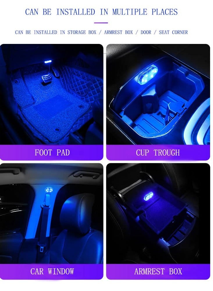 Zikra 2 Pcs Car LED Lights Interior, 7 Colors LED Interior Car Lights with 6 Bright LED Lamp Beads, Portable Night Reading Light Car Interior Atmosphere, USB Rechargeable Lighting Light (7 Colored Lights) - Image 3