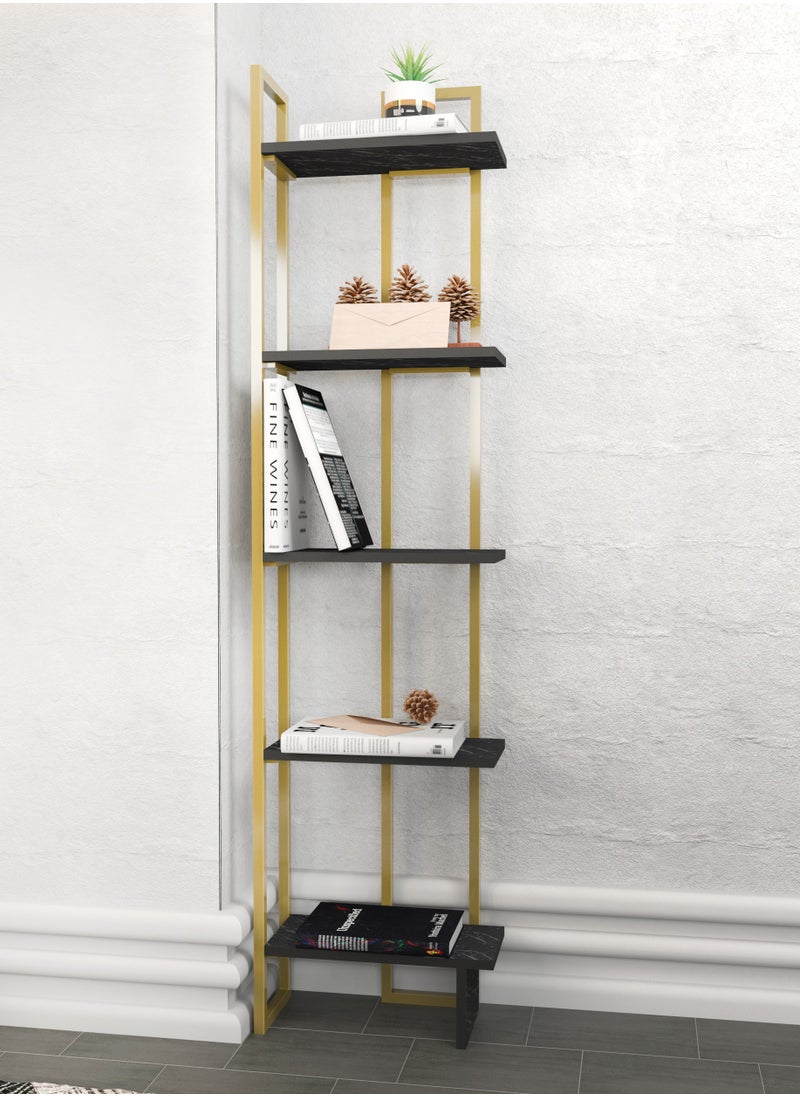 Decorotika Alice 180 tall Metal Frame Manufactured Wood Corner Bookcase | Bookshelf, Storage Rack  - Image 1