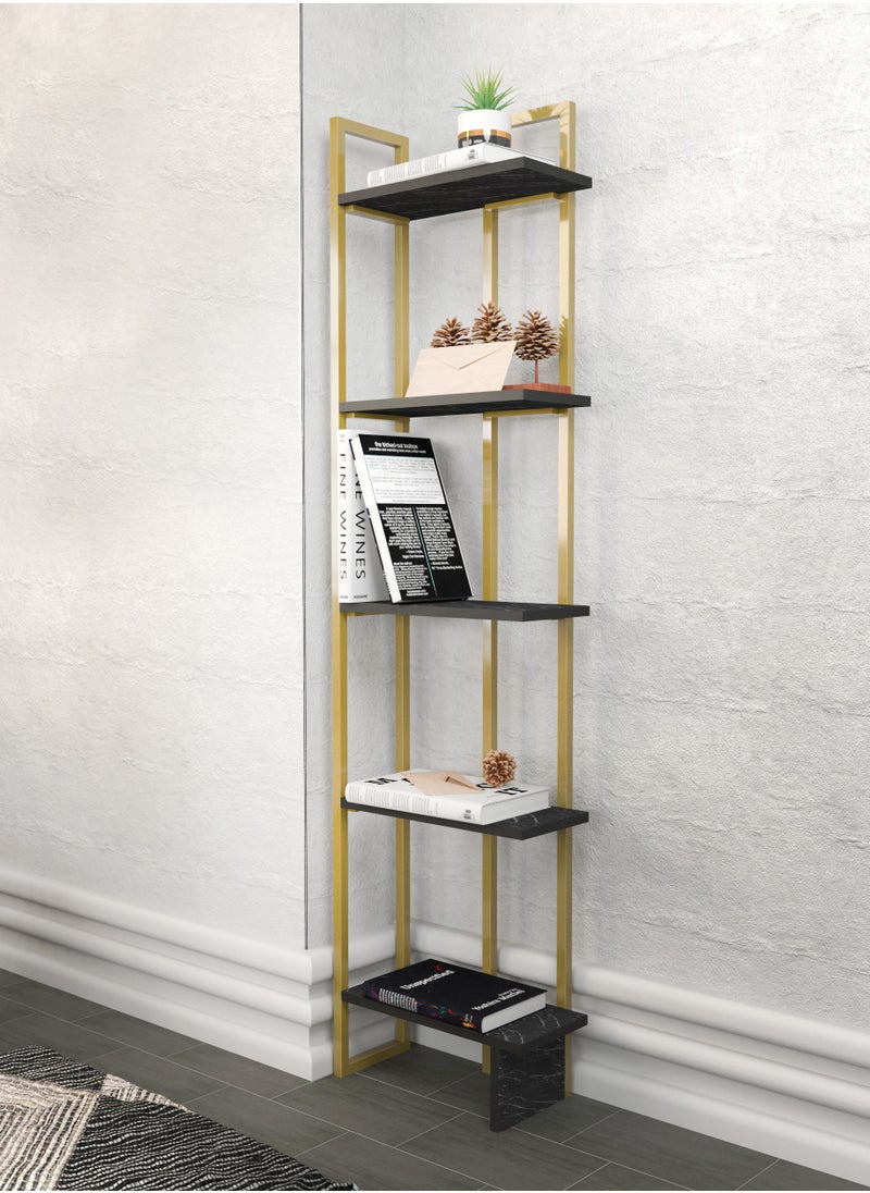 Decorotika Alice 180 tall Metal Frame Manufactured Wood Corner Bookcase | Bookshelf, Storage Rack  - Image 3