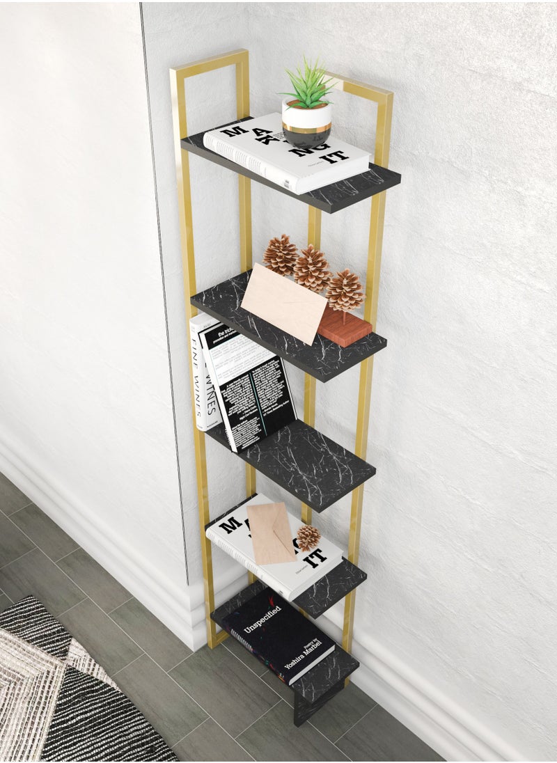 Decorotika Alice 180 tall Metal Frame Manufactured Wood Corner Bookcase | Bookshelf, Storage Rack  - Image 4