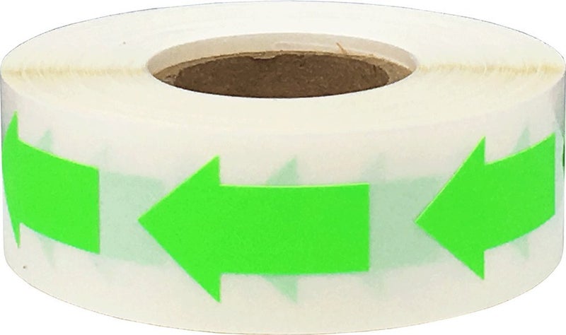 InStockLabels.com Color Coding Arrow Labels Fluorescent Green for Organizing Inventory 1 x 5/8 Inch 500 Total Adhesive Stickers - Image 1