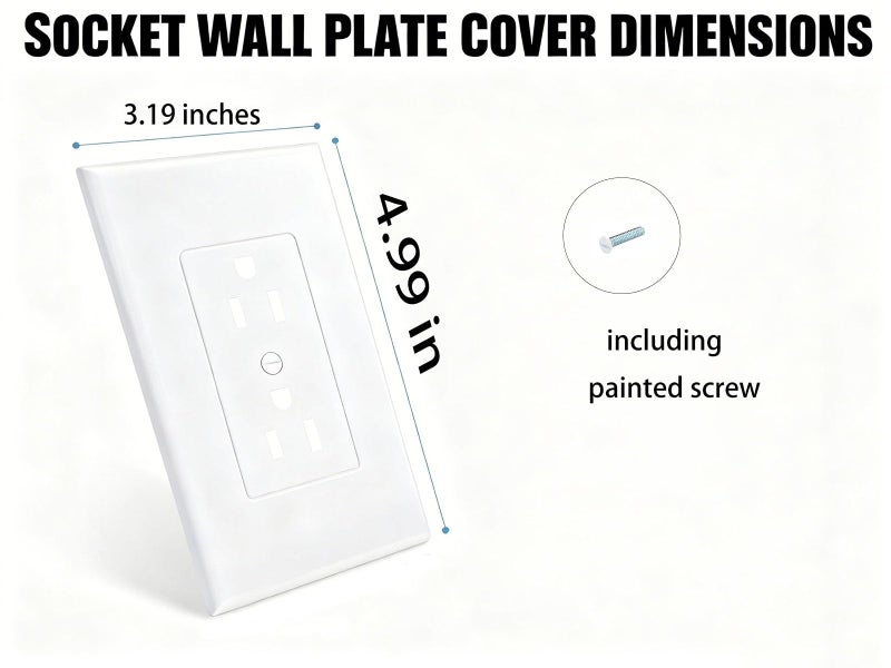 ZEFTV 10 Pack Duplex Outlet Covers Wall Plates 1-Gang Switch Outlet Electrical Cover Plate Unbreakable Thermoplastic Faceplate for Light Receptacle Outlet Switch, White - Image 3