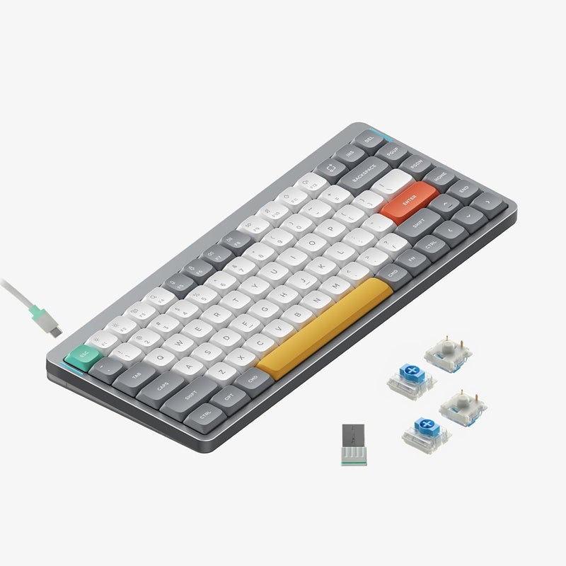 Nuphy Air75 V2 Portable 75% Mechanical Keyboard,Wireless Keyboard,Supports Bluetooth/2.4G/USB-C RGB Bluetooth Keyboards,Compatible with Windows/Mac OS/Linux Systems Gray-Gateron Blue Switch - Image 1