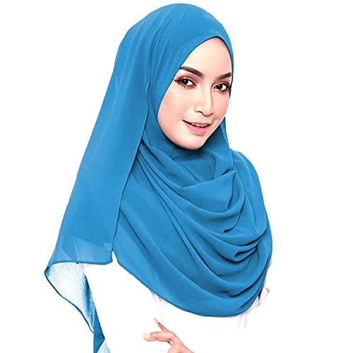 LMVERNA Solid Color Bubble Chiffon Scarf for Women Fashion Soft Hijab Long Scarfs Wrap Scarves - Image 5