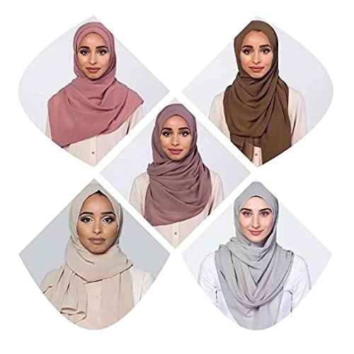 LMVERNA Solid Color Bubble Chiffon Scarf for Women Fashion Soft Hijab Long Scarfs Wrap Scarves - Image 4