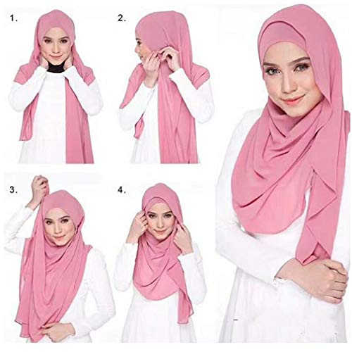 LMVERNA Solid Color Bubble Chiffon Scarf for Women Fashion Soft Hijab Long Scarfs Wrap Scarves - Image 3