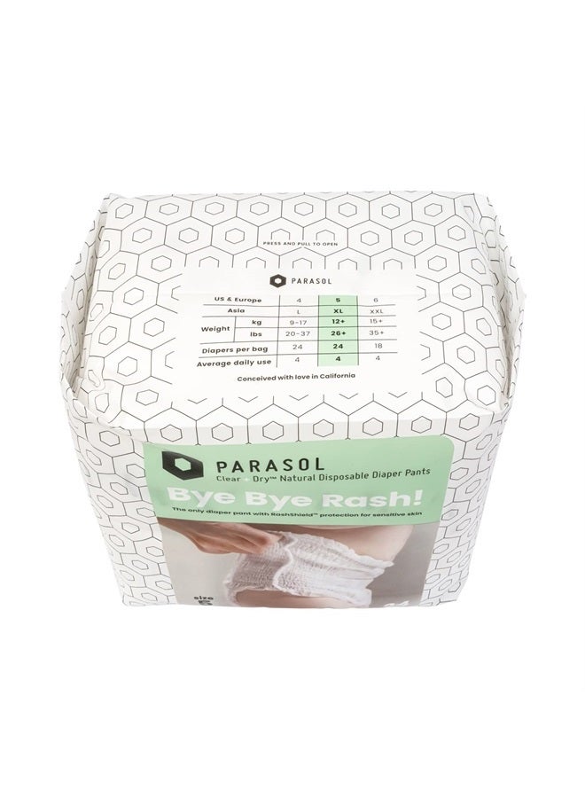 Parasol Clear+Dry Natural Training Diaper Pants, Pure Ingredients, Water Based Ink, Non-Woven Fabric with Dermatest Excellent Seal, Rash Protection, Size 5 (26+ lbs), 48 Count - Image 3