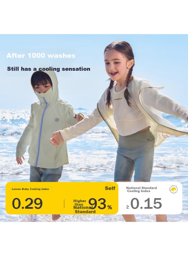 Lemonkid Children's Sun Protection Clothing, Breathable And Cool-feeling, For Boys And Girls, Uv-resistant, Baby Skin Coat, Light Green, Size 120 - Image 3
