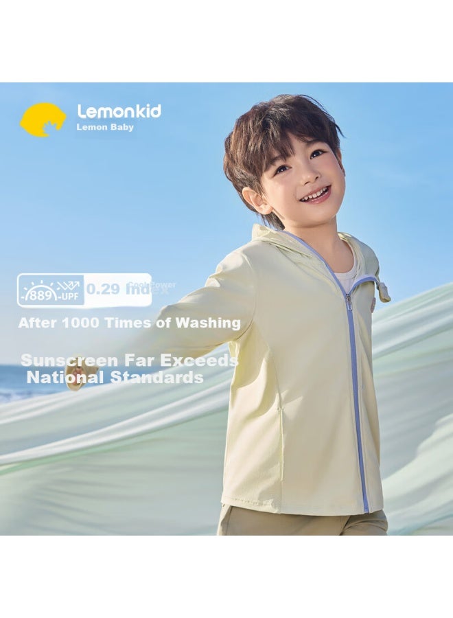 Lemonkid Children's Sun Protection Clothing, Breathable And Cool-feeling, For Boys And Girls, Uv-resistant, Baby Skin Coat, Light Green, Size 120 - Image 1