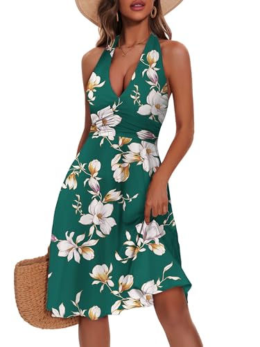 HUHOT Vacation Dresses for Women 2026 Summer Wedding Guest Dress Halter Sun Boho Vestidos De Verano para Mujer Country Spring Sundress Bridal Shower Elegant Semi Formal Beach Resort Wear - Image 1