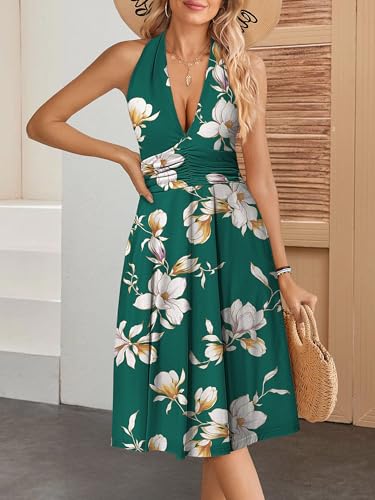 HUHOT Vacation Dresses for Women 2026 Summer Wedding Guest Dress Halter Sun Boho Vestidos De Verano para Mujer Country Spring Sundress Bridal Shower Elegant Semi Formal Beach Resort Wear - Image 2