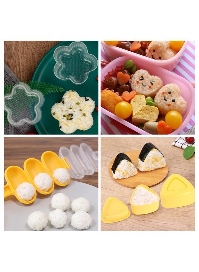 Machomby 10Pcs Rice Ball Molds, Cute Onigiri Mold Set, Triangle, Rabbit, Heart, Plum Bossom, Fish/Pig/Bear, Shaker, Plastic, A - Image 4