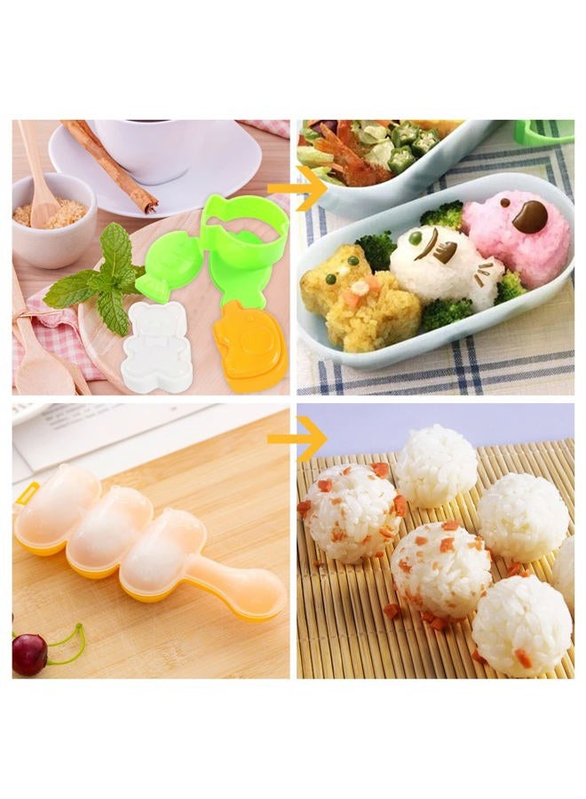 Machomby 10Pcs Rice Ball Molds, Cute Onigiri Mold Set, Triangle, Rabbit, Heart, Plum Bossom, Fish/Pig/Bear, Shaker, Plastic, A - Image 3