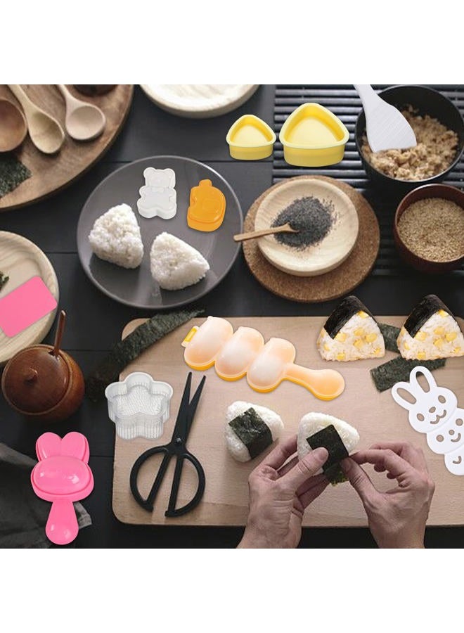 Machomby 10Pcs Rice Ball Molds, Cute Onigiri Mold Set, Triangle, Rabbit, Heart, Plum Bossom, Fish/Pig/Bear, Shaker, Plastic, A - Image 5