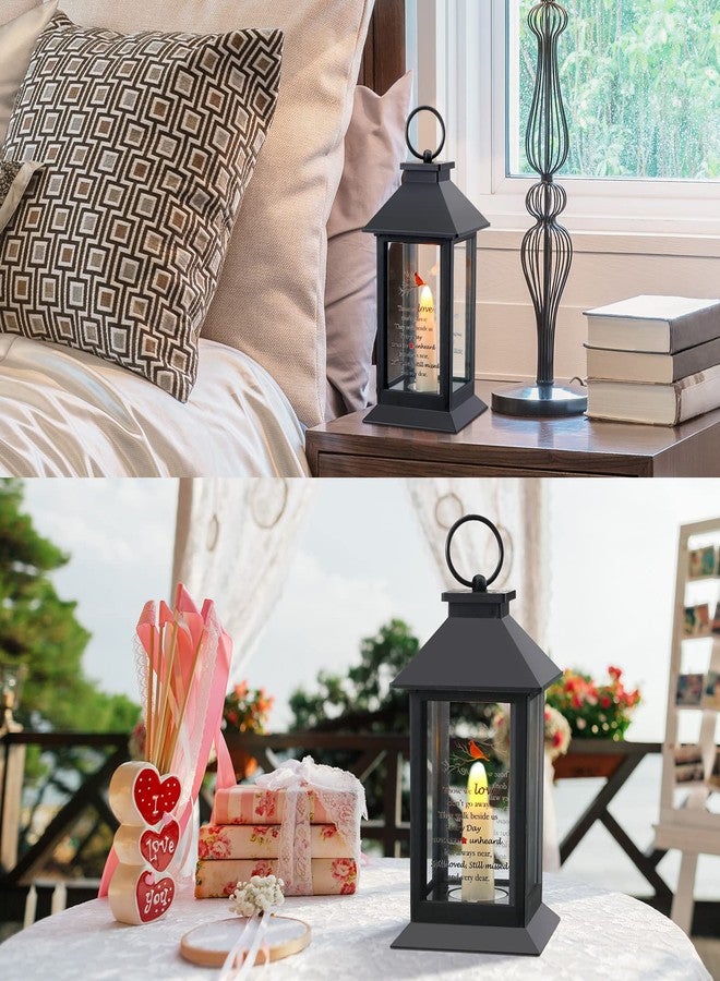 Kingdder 3 Pieces Sympathy Gift Funeral Cardinal Lantern Memorial Gifts Memorial Lantern with Flickering Led Candle Black Bereavement Gifts in Memory of Loved One Gifts for Loss Mom Mother Dad Father Husband - Image 4
