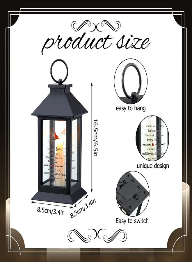 Kingdder 3 Pieces Sympathy Gift Funeral Cardinal Lantern Memorial Gifts Memorial Lantern with Flickering Led Candle Black Bereavement Gifts in Memory of Loved One Gifts for Loss Mom Mother Dad Father Husband - Image 2