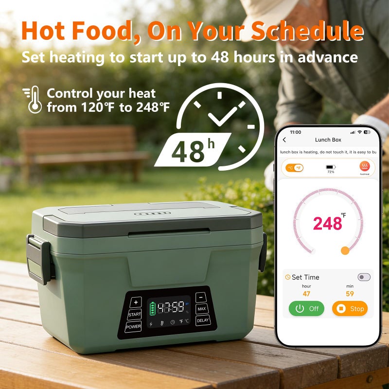Monteka Cordless Electric Lunch Box for Adults, Rechargeable Heated Lunch Box with Scheduled Heating, Portable Food Warmer with Memory Function & Automatic Keep Warm, Christmas White Elephant Gifts - Image 2
