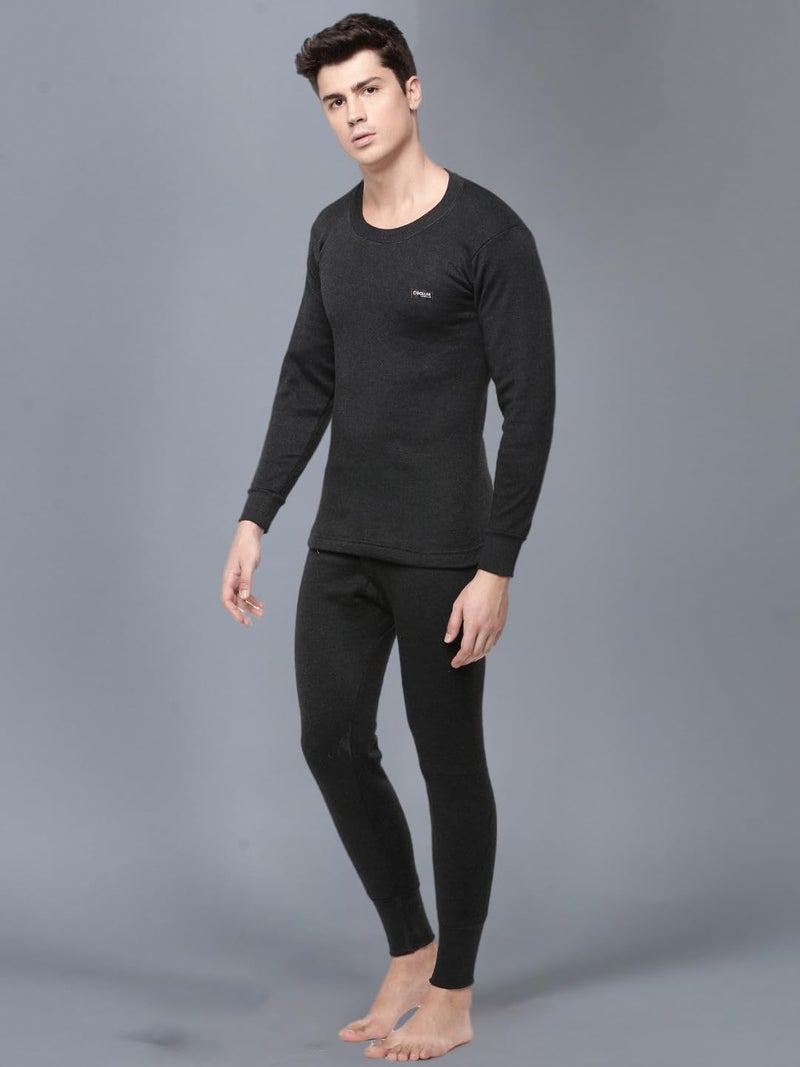 Dollar Wintercare Men's Thermal Round Neck Vest Set (MWMF-01-MWMT-02-S/24-BLUK_M_8909141049638) Black - Image 2