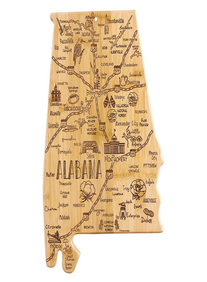 Totally Bamboo Destination Alabama State Shaped Cutting Board, Charcuterie and Cheese Serving Board - Alabama Gift for Home Décor or Everyday Kitchen Use - Image 1