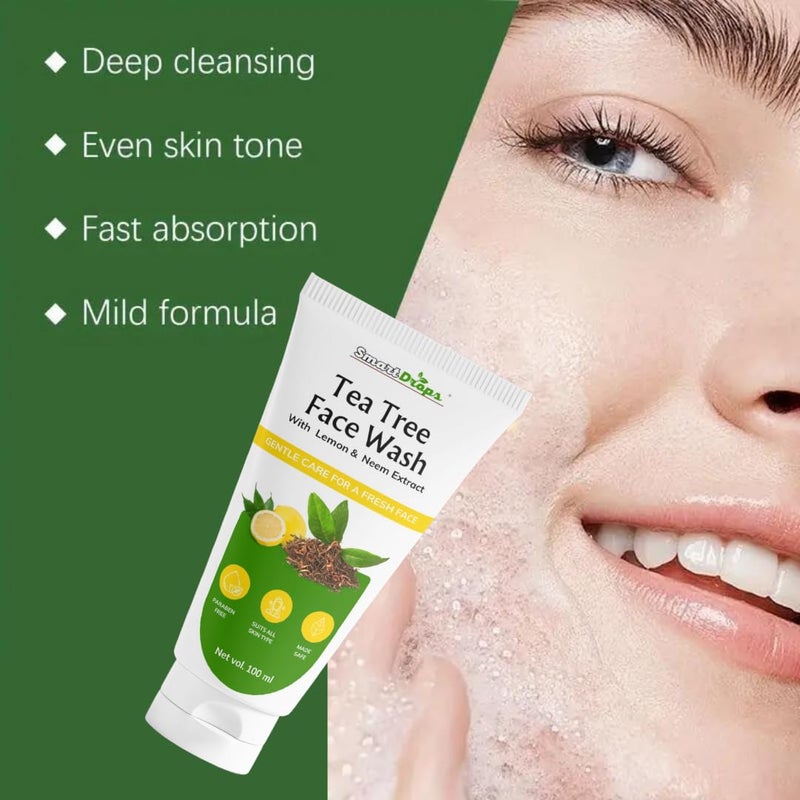 Smartdrops Tea Tree Face Wash for Skin Refreshing Wash  For Oily  Sensitive Skin  Acne Prone Skin  Face Wash For all Skin Type - Image 3