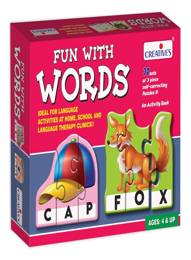 Creative's Fun with Words – Educational Word Puzzles Game for Kids | 30 Self-Correcting 3-Piece Puzzles Learn Letter Recognition, Spelling & Reading | Language Development Toy for Ages 4+ - Image 1