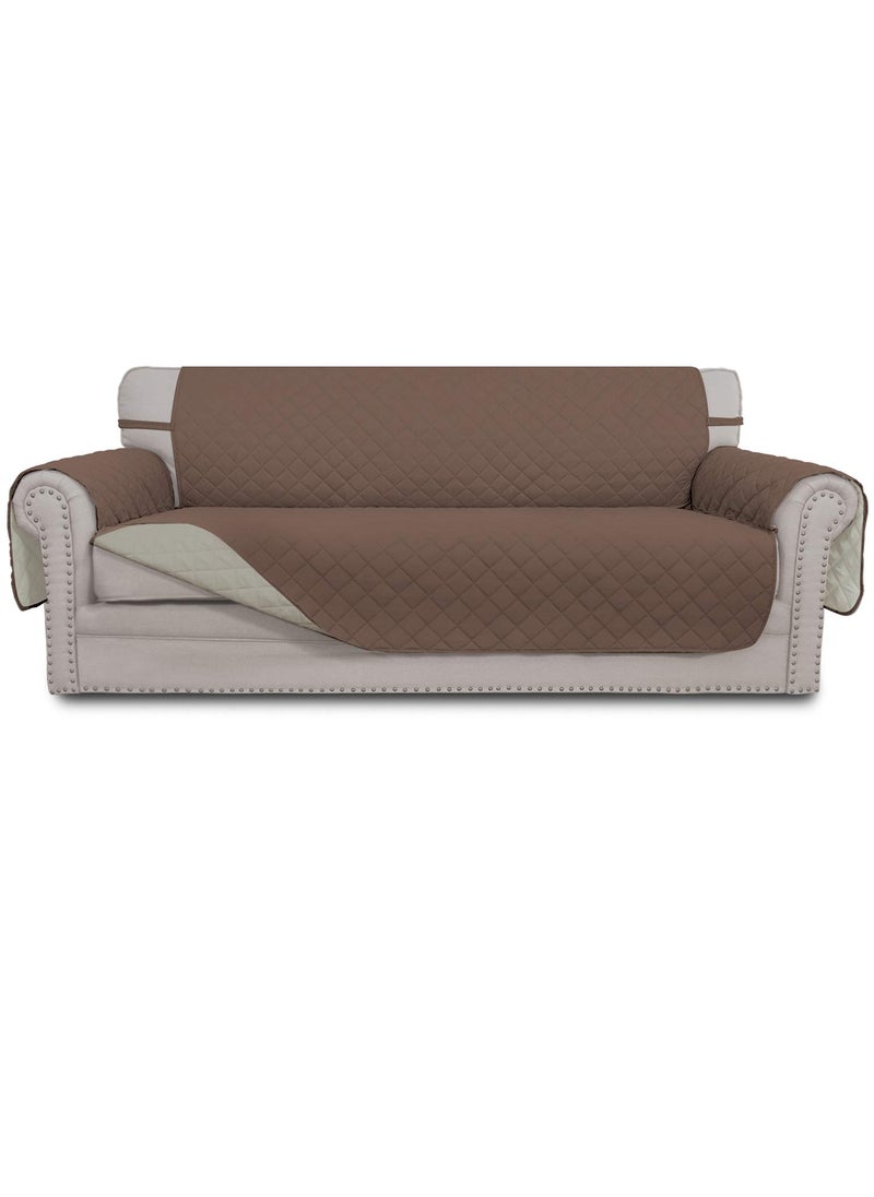 Easy-Going EasyGoing Reversible Oversized Couch Cover for 3 Cushion Couch Sofa Cover for Dogs Water Resistant Furniture Protector Cover with Foam Sticks for Pet Oversized Sofa BrownBeige 