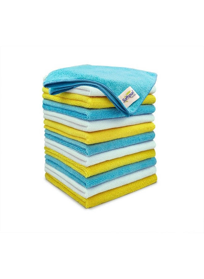 SOFTSPUN Microfiber Cleaning Cloths, 12Pcs 30X30Cms 220 Gsm Multi-Colour! Highly Absorbent Lint And Streak Free Multi -Purpose Wash Cloth For Kitchen Window Stainless Steel Silverware. - Image 1