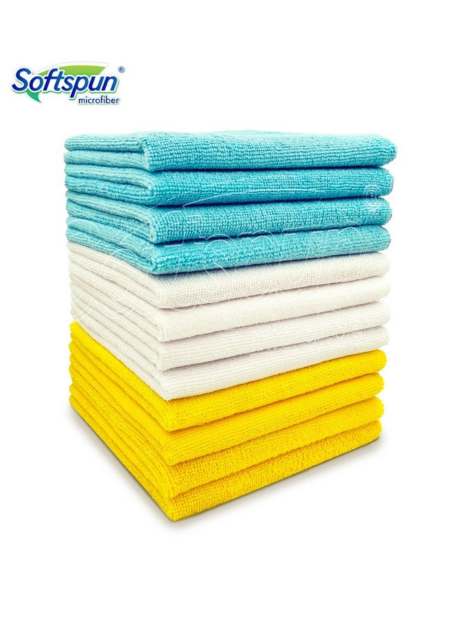 SOFTSPUN Microfiber Cleaning Cloths, 12Pcs 30X30Cms 220 Gsm Multi-Colour! Highly Absorbent Lint And Streak Free Multi -Purpose Wash Cloth For Kitchen Window Stainless Steel Silverware. - Image 2
