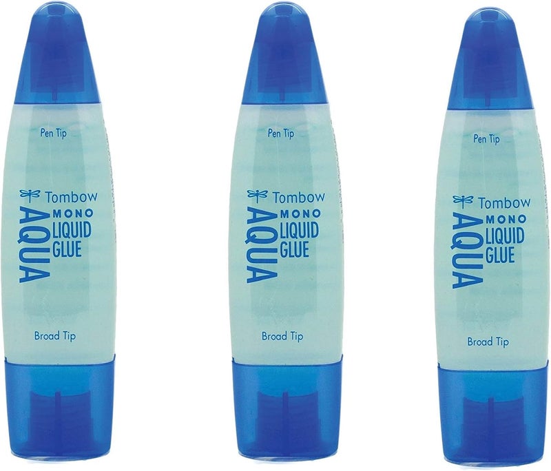 Tombow Tombow 52180 MONO Aqua Liquid Glue 169 Ounce 1Pack Dual Tip Dispenser for Precise to Full Coverage Application that Dries Clear 3Pack - Image 1