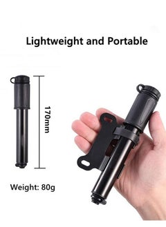 Y&D Mini Bicycle Pump, Portable Tire Valve Pump High Pressure Small Waterproof Air Hose Aluminum Alloy Inflator with for Inflatable Balls Toys Mountain Bike (black)  - Image 2